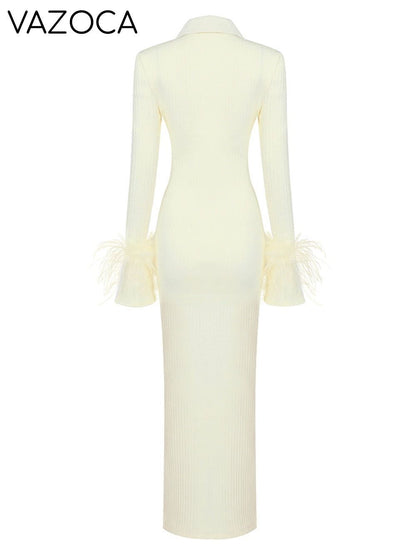 Maddy Feather Bandage Maxi Dress