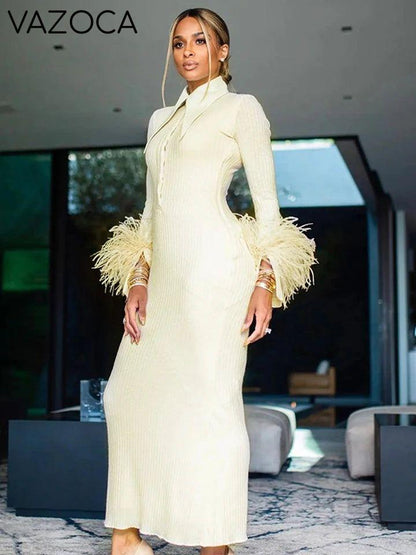 Maddy Feather Bandage Maxi Dress