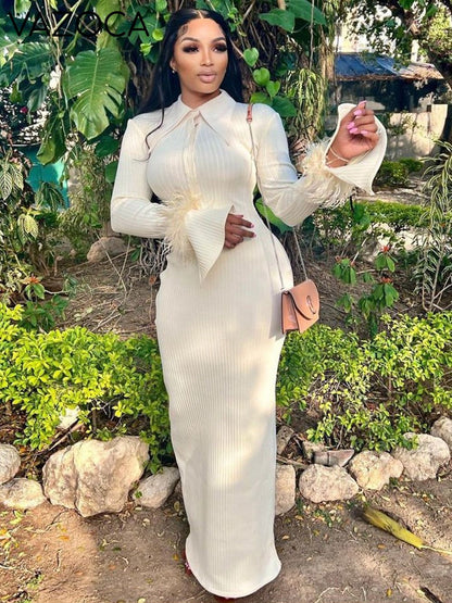 Maddy Feather Bandage Maxi Dress