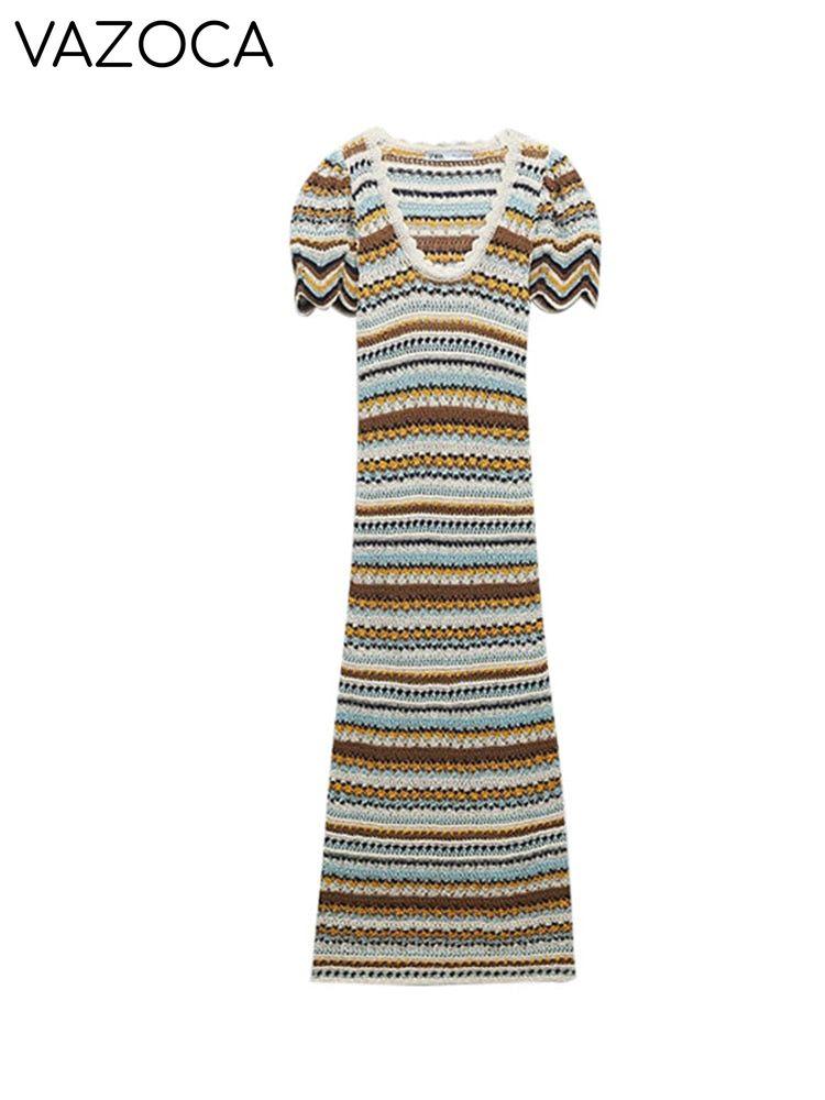 Martha Striped Crochet Knit Dress