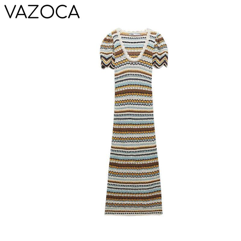 Martha Striped Crochet Knit Dress