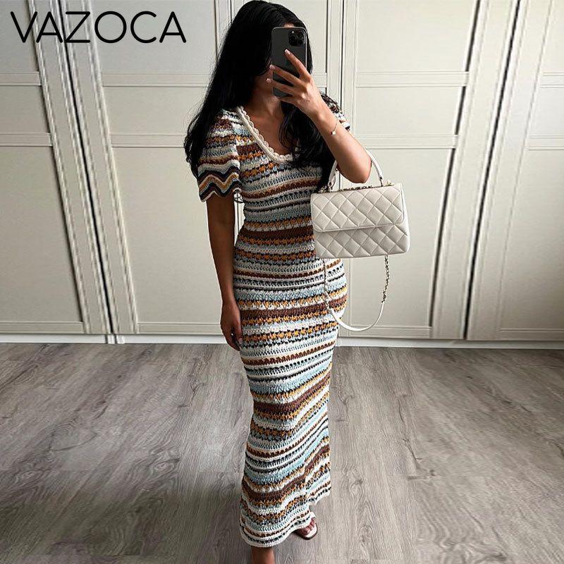Martha Striped Crochet Knit Dress
