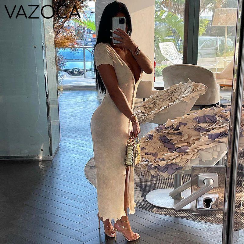Maxine High Split V-neck Maxi Dress