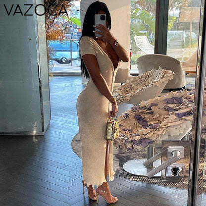 Maxine High Split V-neck Maxi Dress