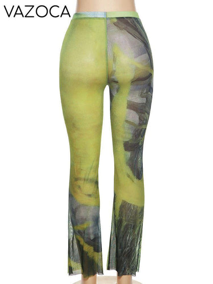 Mesh Tie Dye Wide Leg Pants