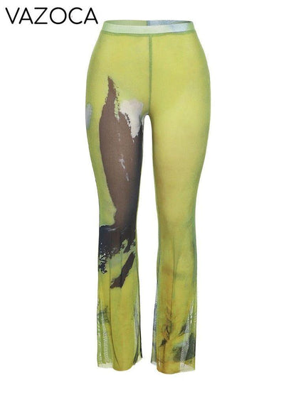 Mesh Tie Dye Wide Leg Pants