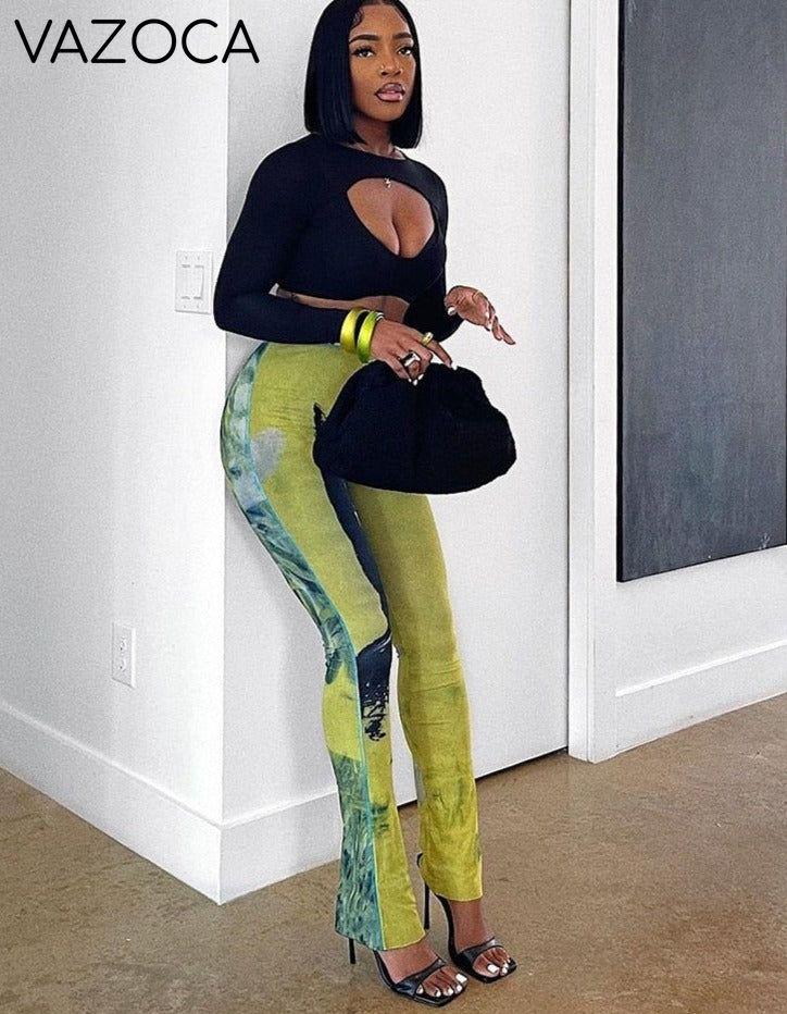 Mesh Tie Dye Wide Leg Pants