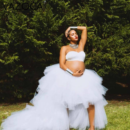 Mia Ruffled Tulle High- Low Skirt