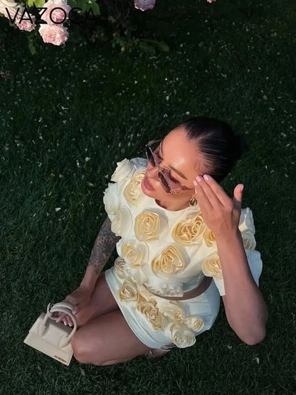 Mia's 3D Flower Skirt Set