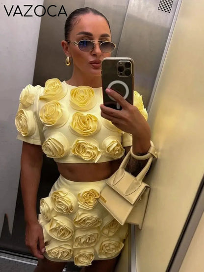 Mia's 3D Flower Skirt Set