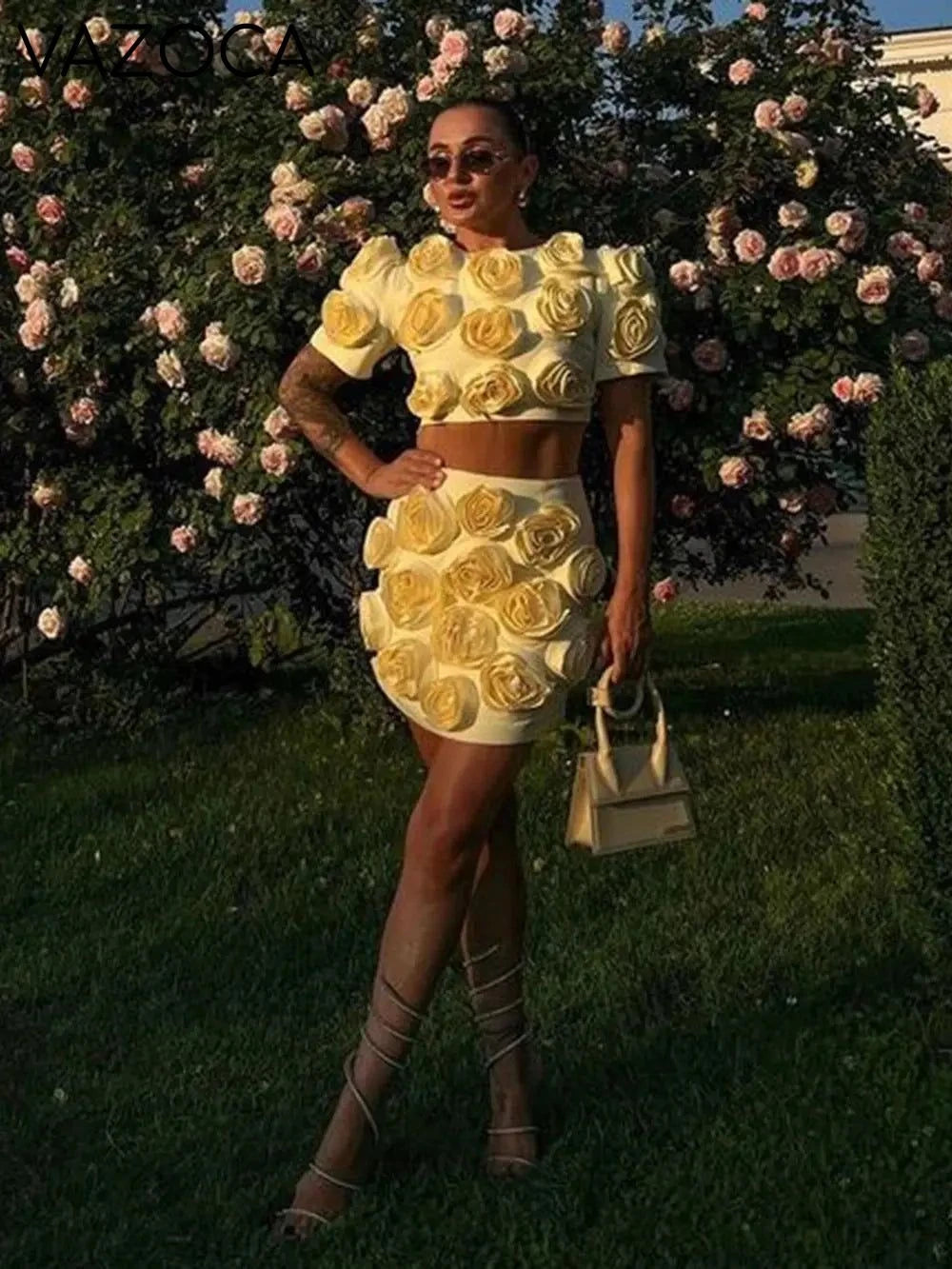 Mia's 3D Flower Skirt Set
