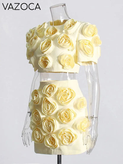 Mia's 3D Flower Skirt Set