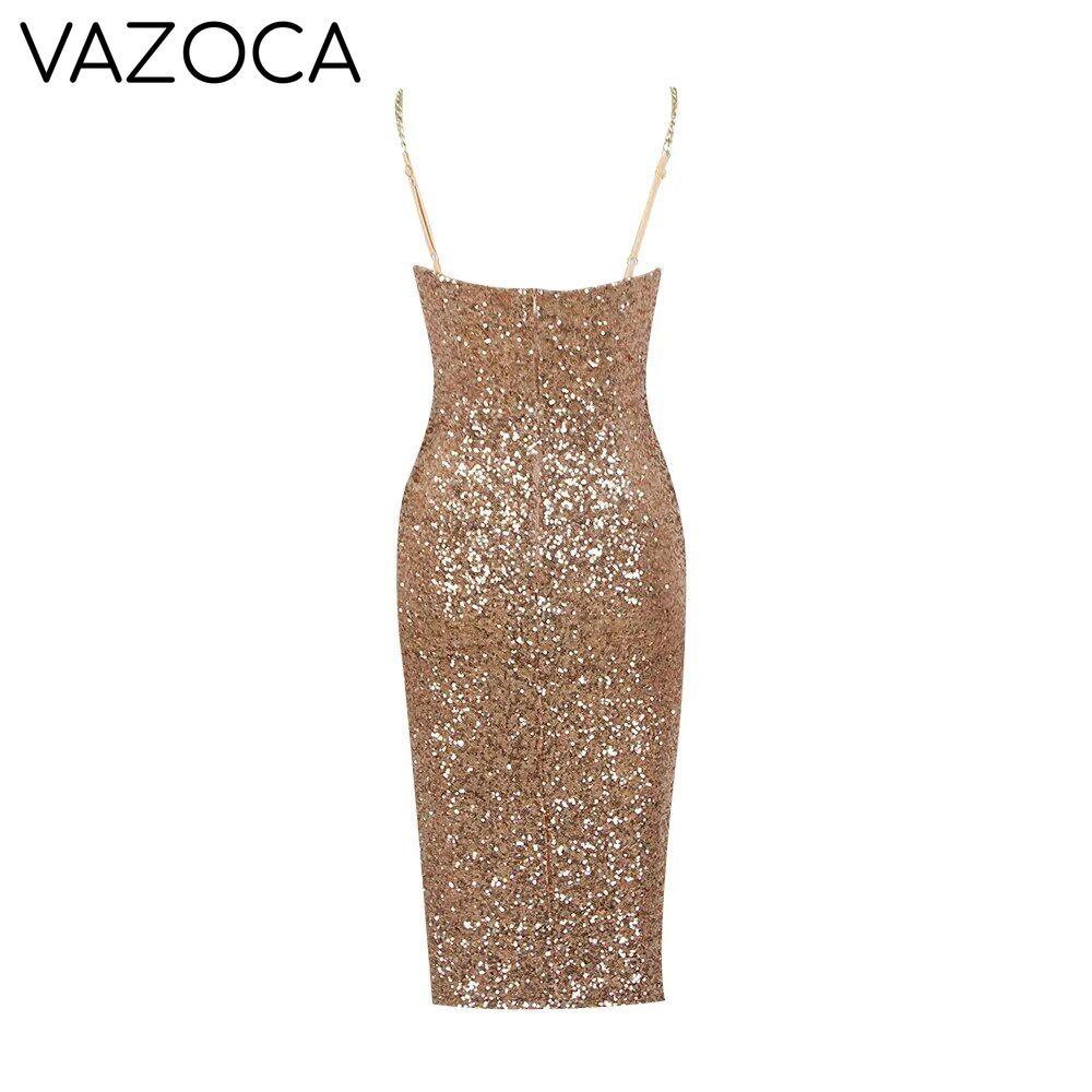 Miss Golden Sequins Midi Dress