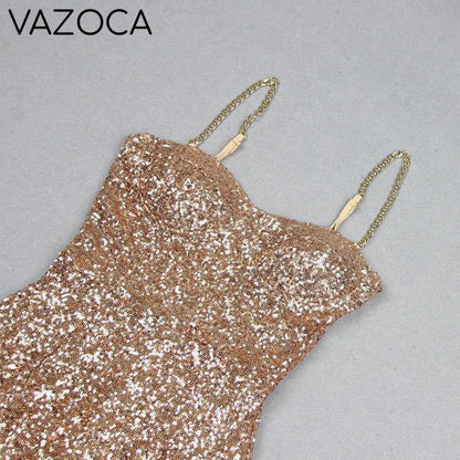 Miss Golden Sequins Midi Dress