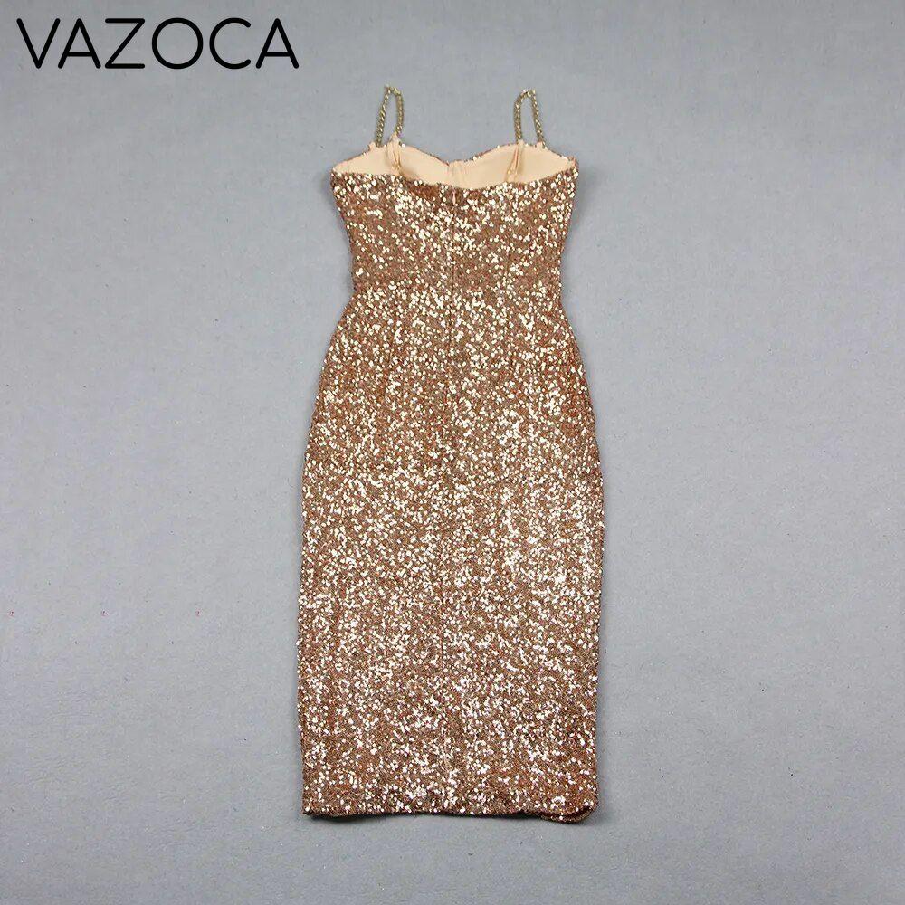 Miss Golden Sequins Midi Dress