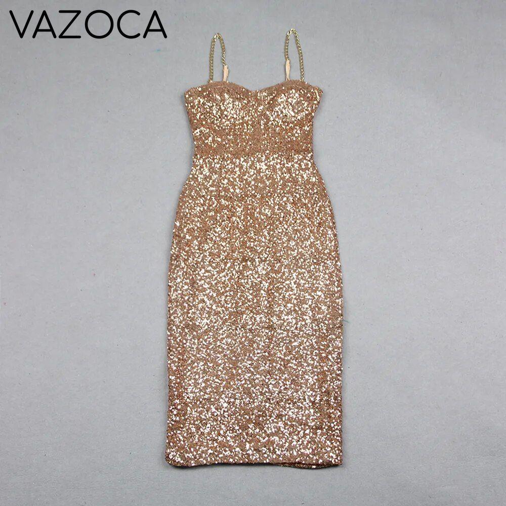 Miss Golden Sequins Midi Dress