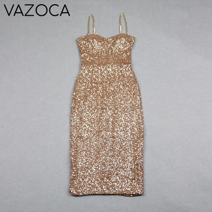 Miss Golden Sequins Midi Dress