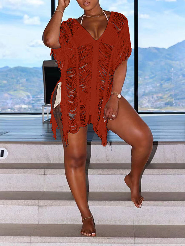 Shredded Fringe Top Orange