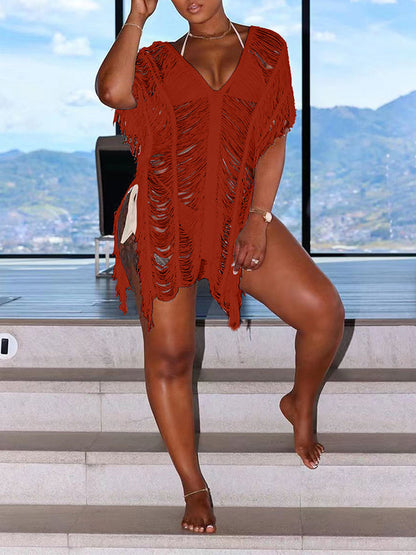 Shredded Fringe Top Orange
