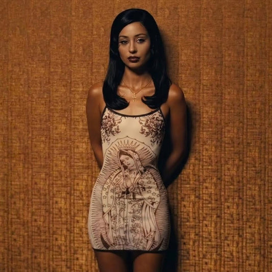 Virgin Mary Graphic Mini Dress
