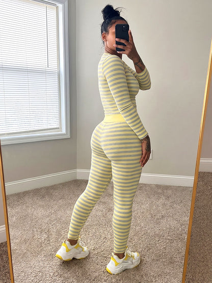 Cozy Striped Loungewear Leggings Set