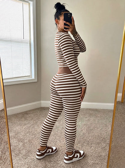Cozy Striped Loungewear Leggings Set
