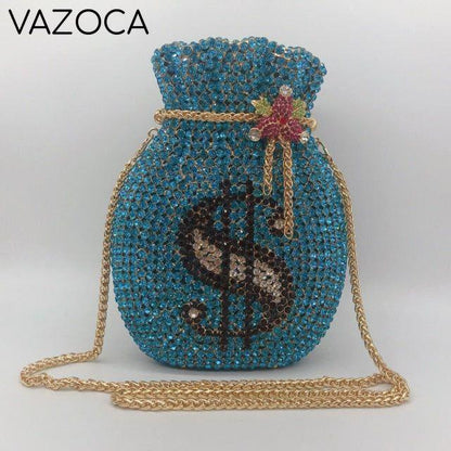 Money Luxury Diamond Bag Blue