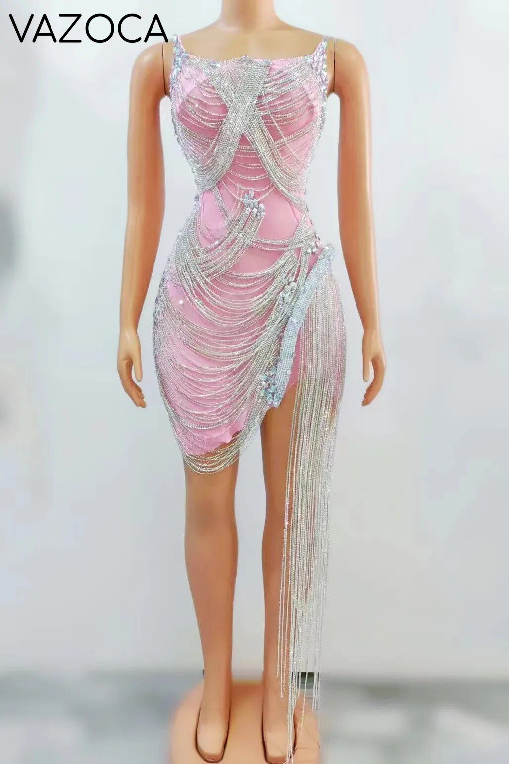 Ms. Bling Fringe Mesh Dress