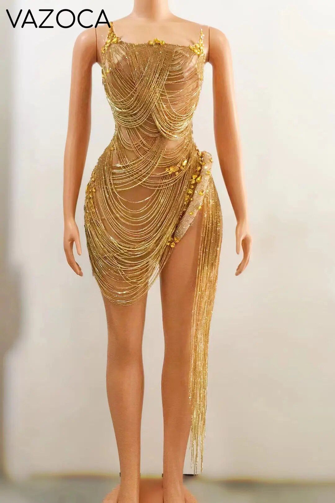 Ms. Bling Fringe Mesh Dress