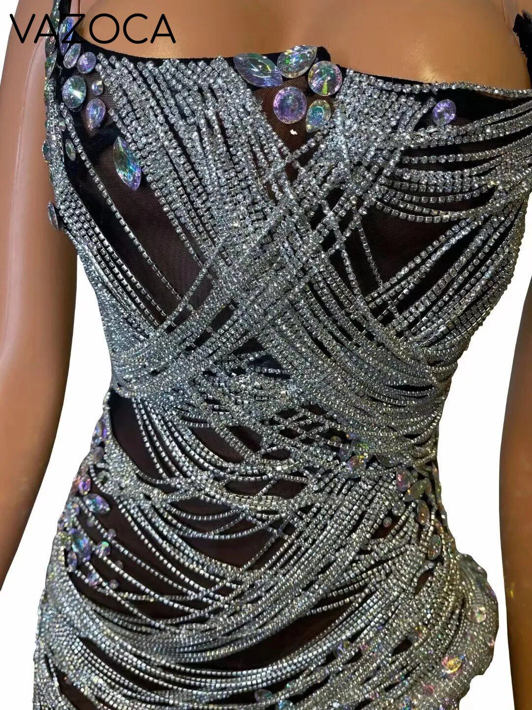 Ms. Bling Fringe Mesh Dress