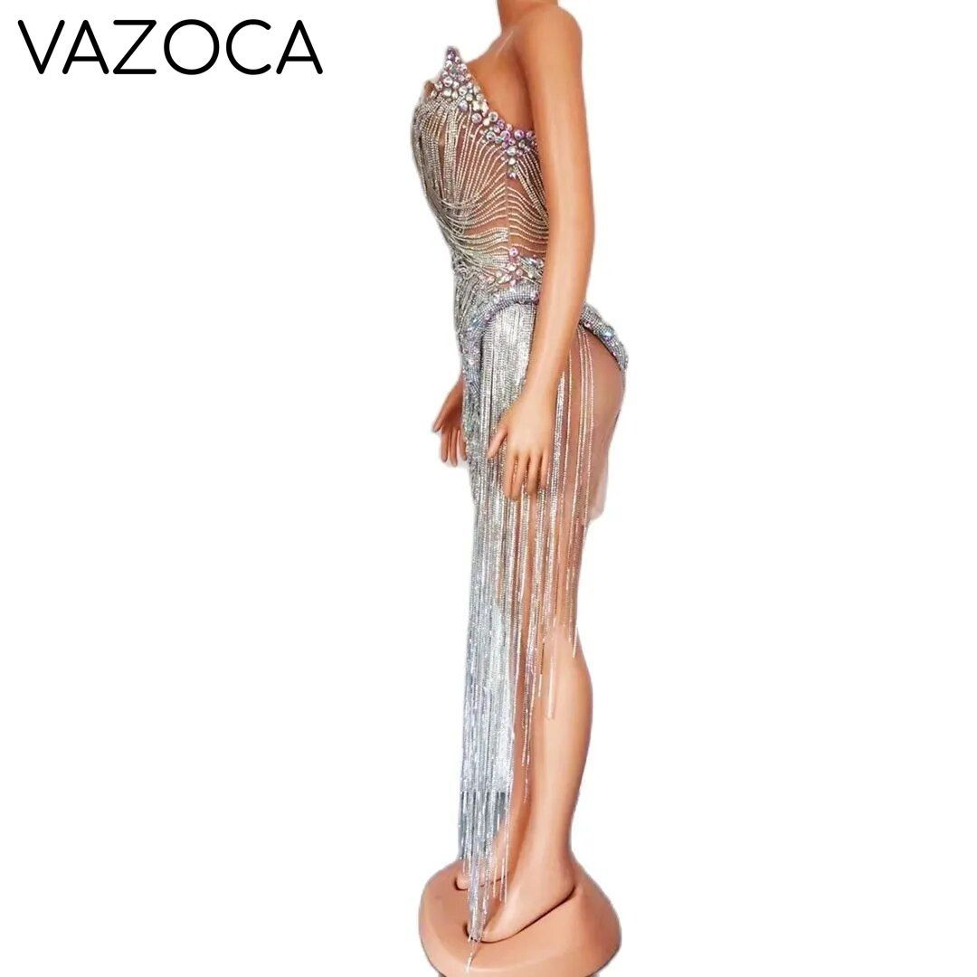 Ms. Bling Fringe Mesh Dress