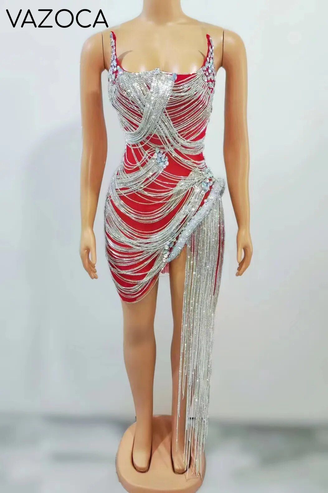 Ms. Bling Fringe Mesh Dress