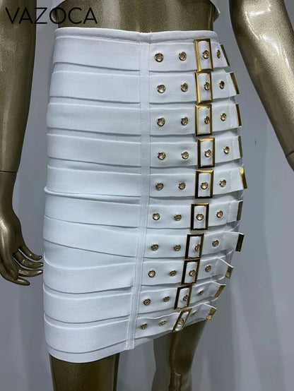 Multi Buttons Skirt Set