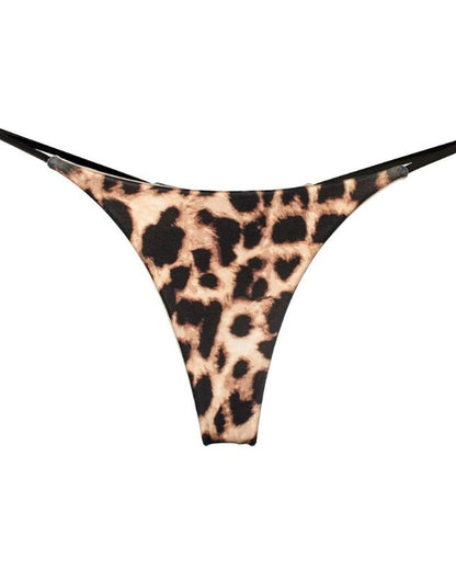 Female Leopard Print T-back Thong Chocolate