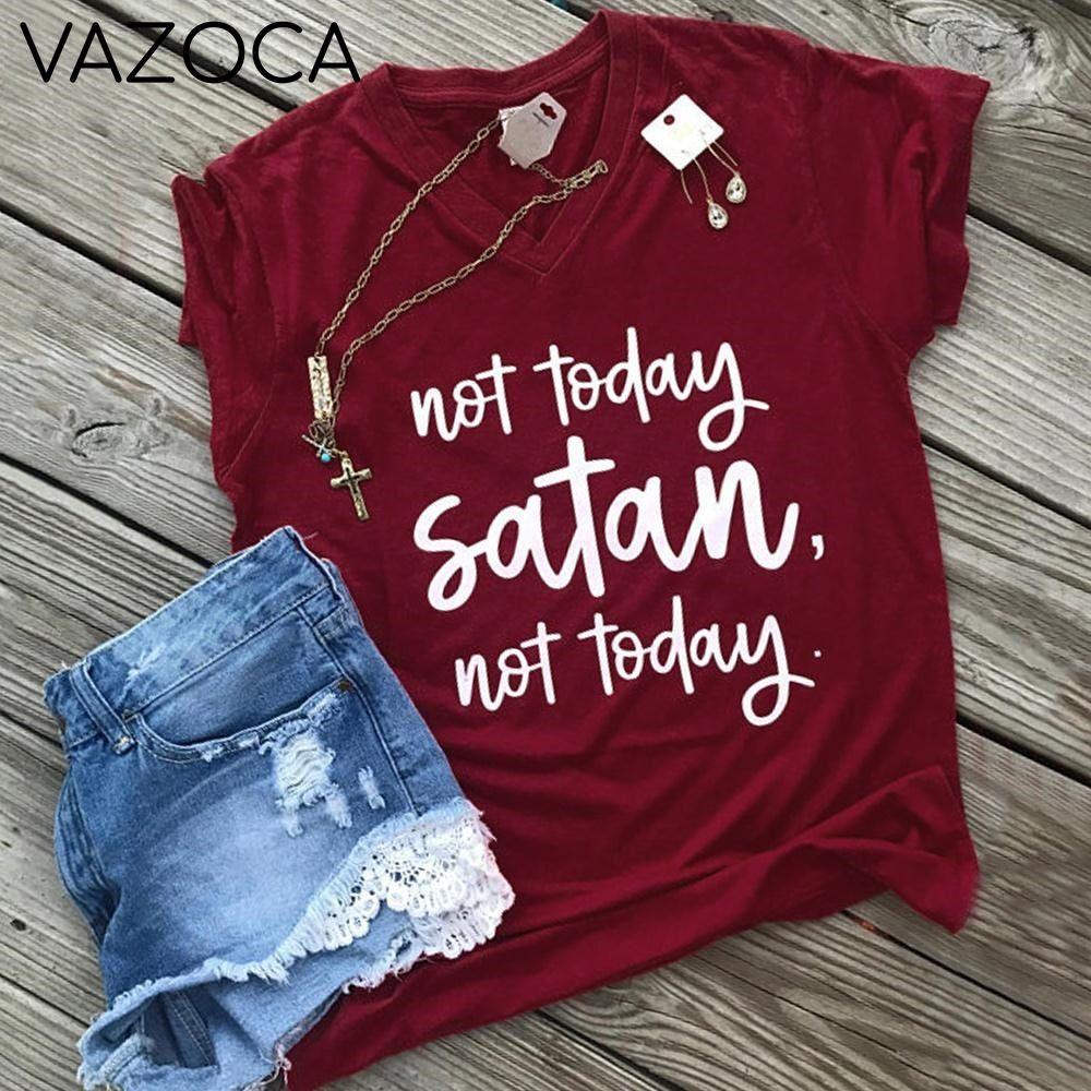 Not Today Satan V-Neck T-Shirt