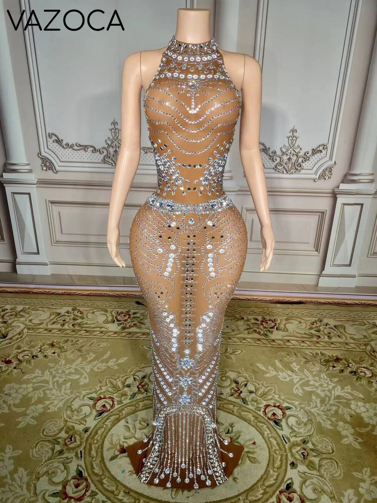 Nude Aesthetic Mesh Dress