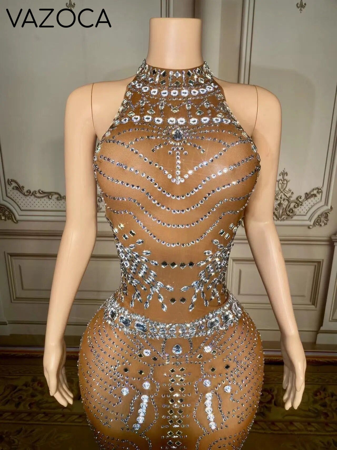 Nude Aesthetic Mesh Dress