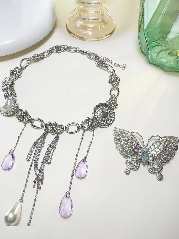Butterfly Pendant Choker Necklace
