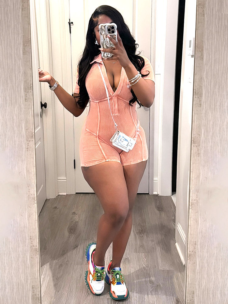 Ribbed Washed Romper