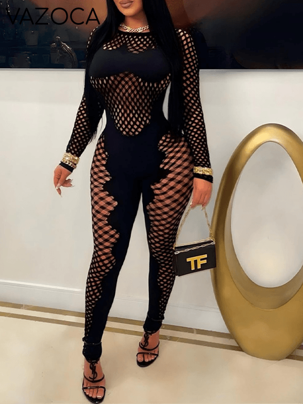Mesh Combo Skinny Jumpsuit