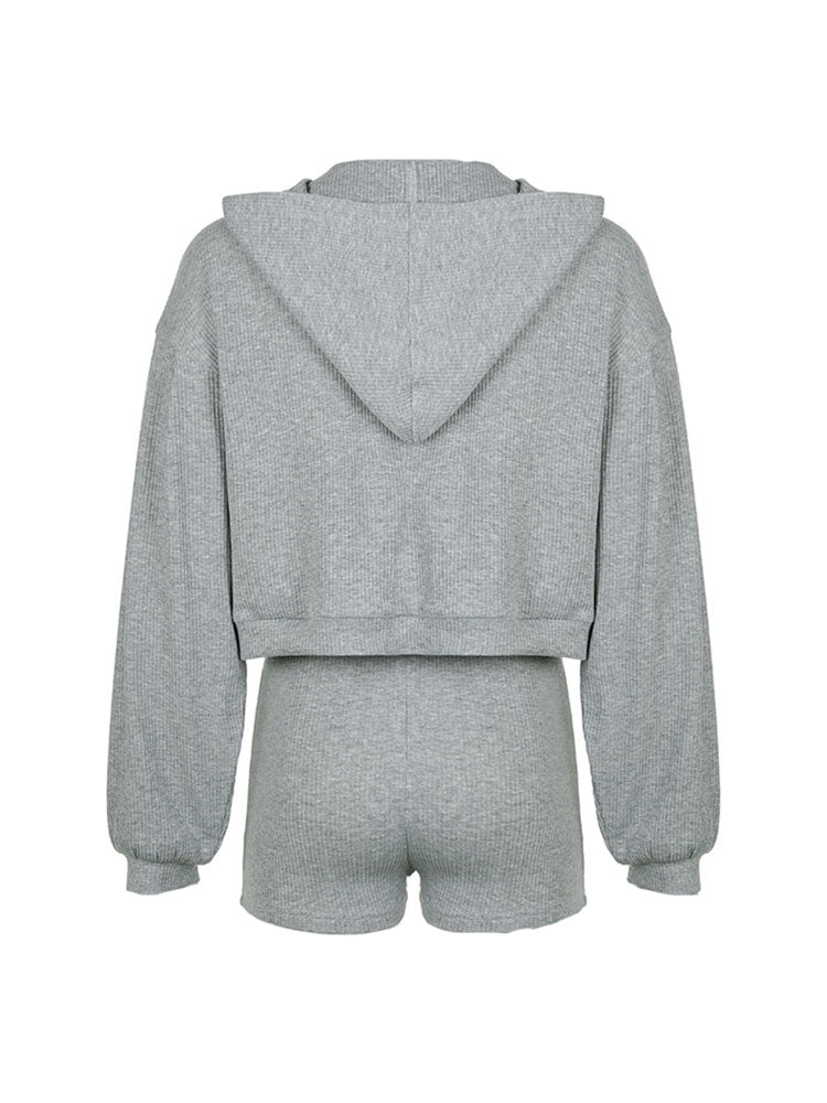 Athleisure Ribbed Three Piece Shorts Set