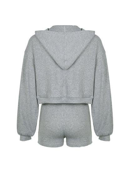 Athleisure Ribbed Three Piece Shorts Set