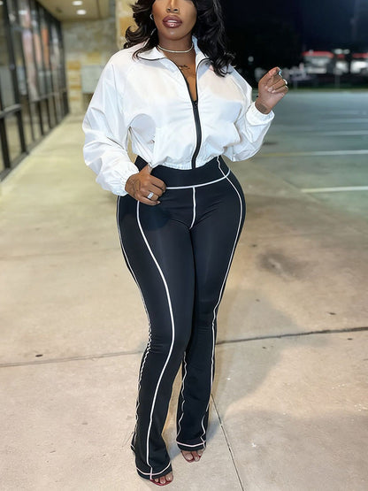 Contrast Windbreaker Jacket & Leggings Set