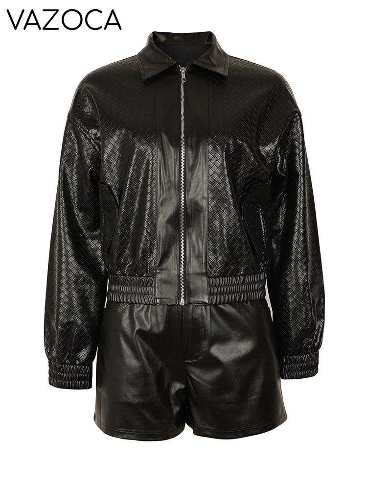 Leather Braid Jacket & Shorts Set