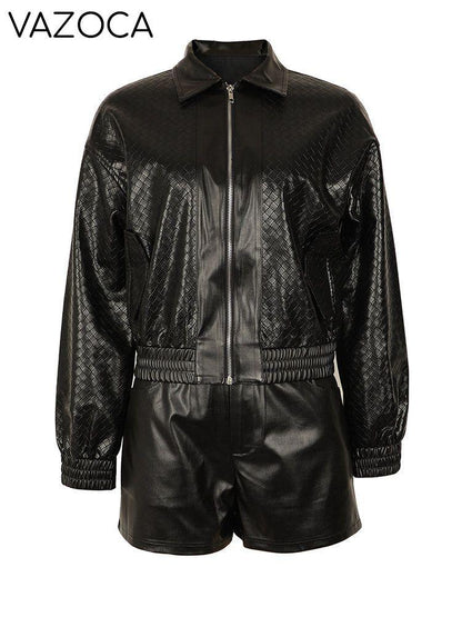 Leather Braid Jacket & Shorts Set