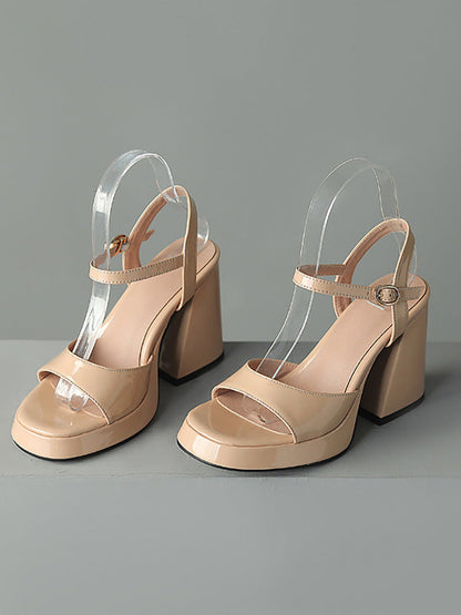 Leather Chunky Heel Sandals