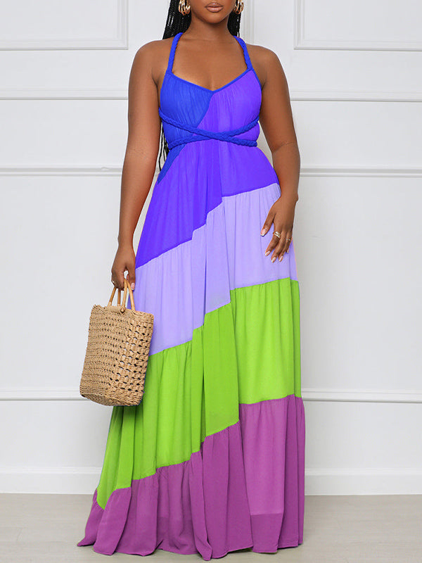 Colorblock Tied Maxi Dress