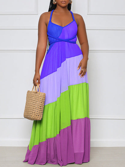 Colorblock Tied Maxi Dress