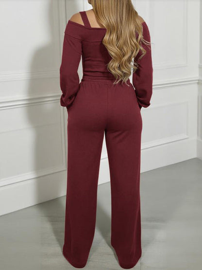 Cold-Shoulder Zip Top & Pants Set