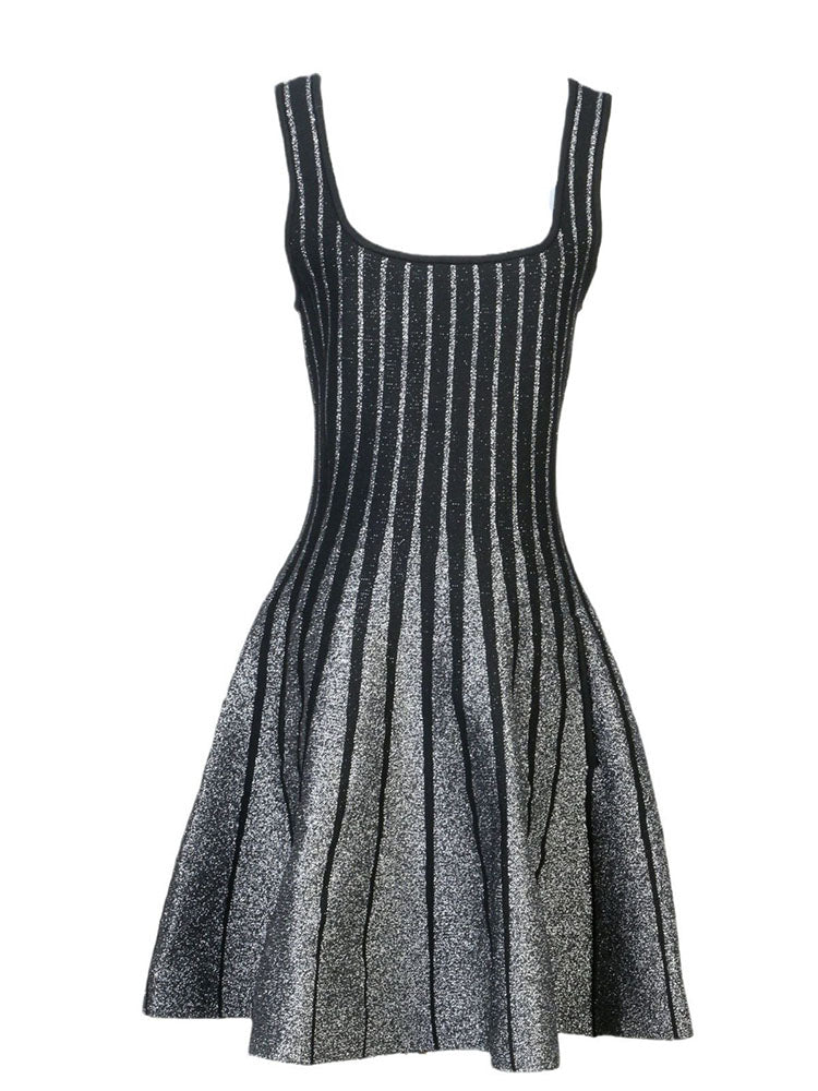 Glitter Knit A-Line Mini Dress
